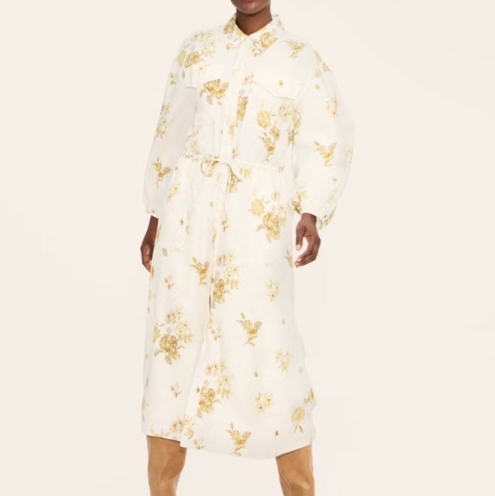 NWT Woolrich Target Floral Long Sleeve Utility Midi Shirt Dress Size XXS